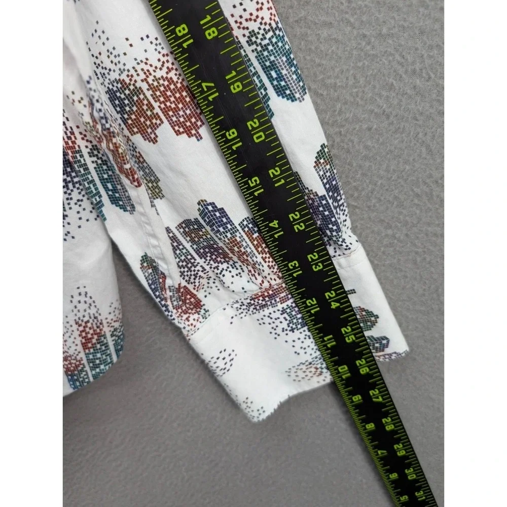 Robert Graham Button Down Long Sleeve Shirt Mens 2TG White All Over Print Preppy